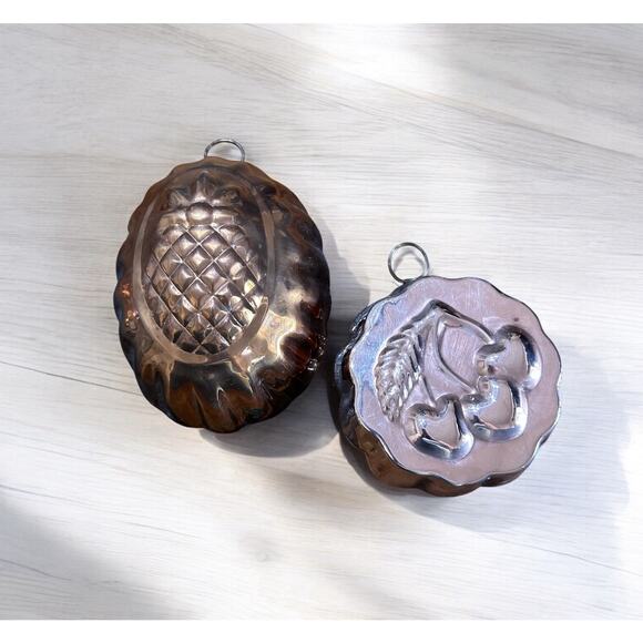 Vintage Copper Molds Domed Pineapple and Cherries Display Only India - Picture 1 of 8
